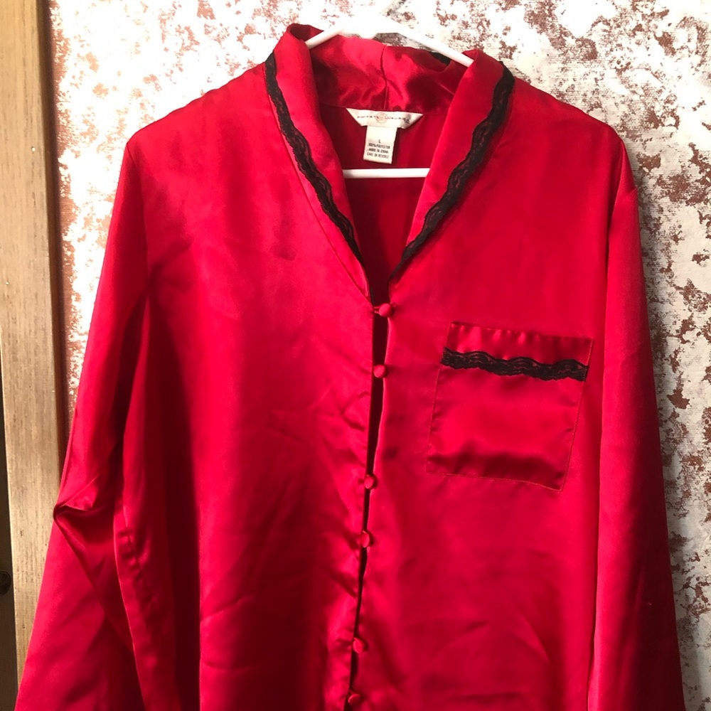 🥀 Pajamas, Luxurious Red with black Lace🌹🖤